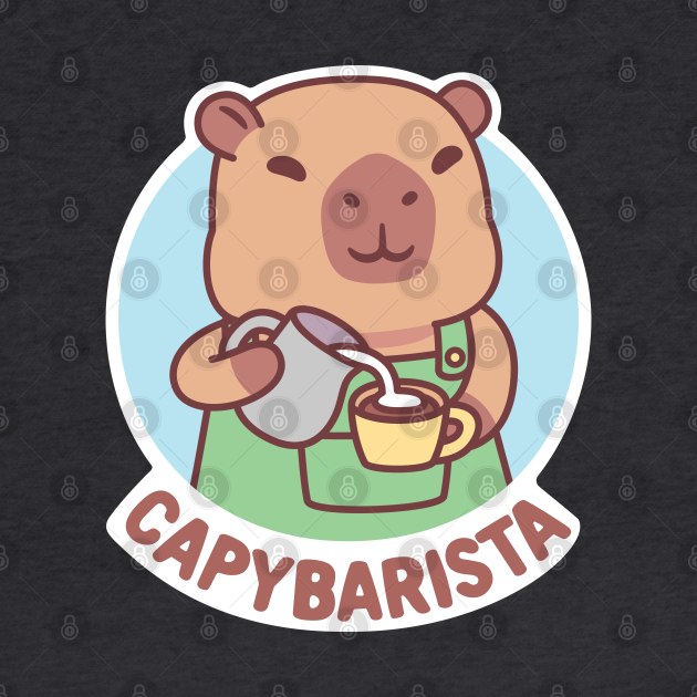 Cute Capybara Barista And Coffee Funny Pun by rustydoodle